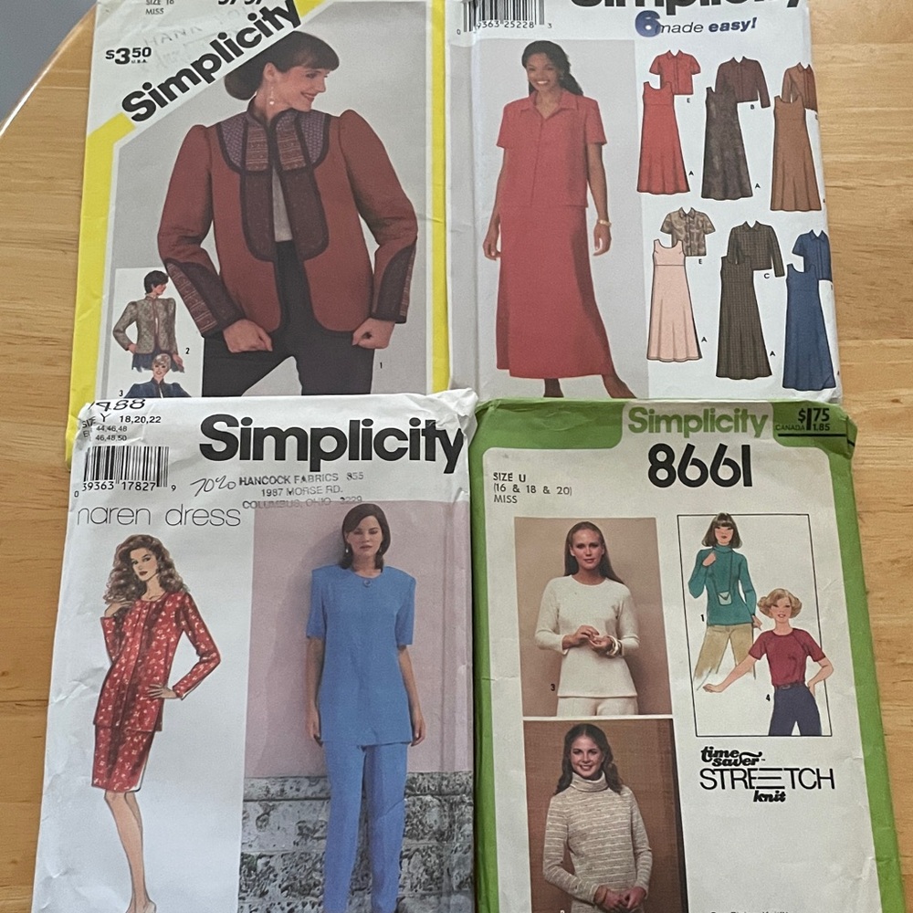 Simplicity Sewing Patterns Assortment - Red, Blue, Green